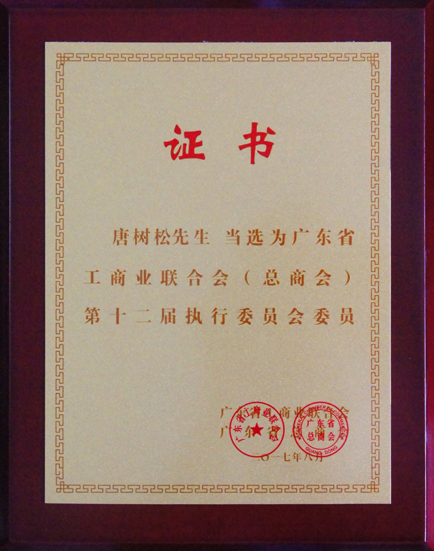 唐樹松先生當選廣東省工商業聯合會（總商會）第十二屆執行委員會執委.jpg